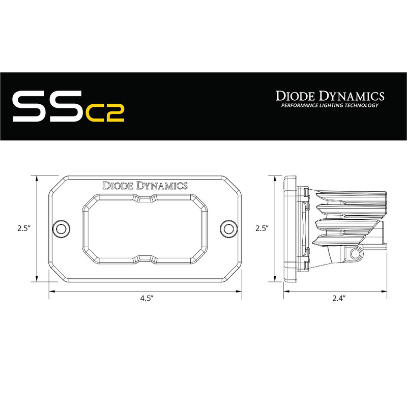  Diode Dynamics - Stage Series 2in Sport Yellow Flood Flush ABL (one)